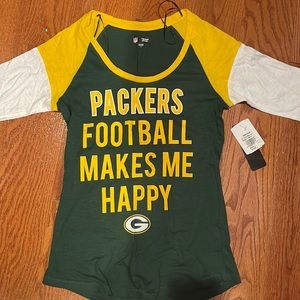 Packers team apparel 3/4 sleeve shirt. New with tags NFL